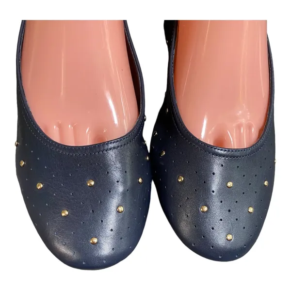 Aerosoles x Martha Stewart Shelley Flats 8.5 Navy Leather Studded Ballet Shoes - Image 8