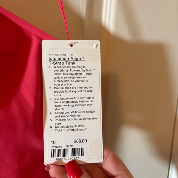 lululemon Align™ T-Strap Tank Top Light Support, A/B Cup. NWT Sz 10 Color: GLZP - Image 6