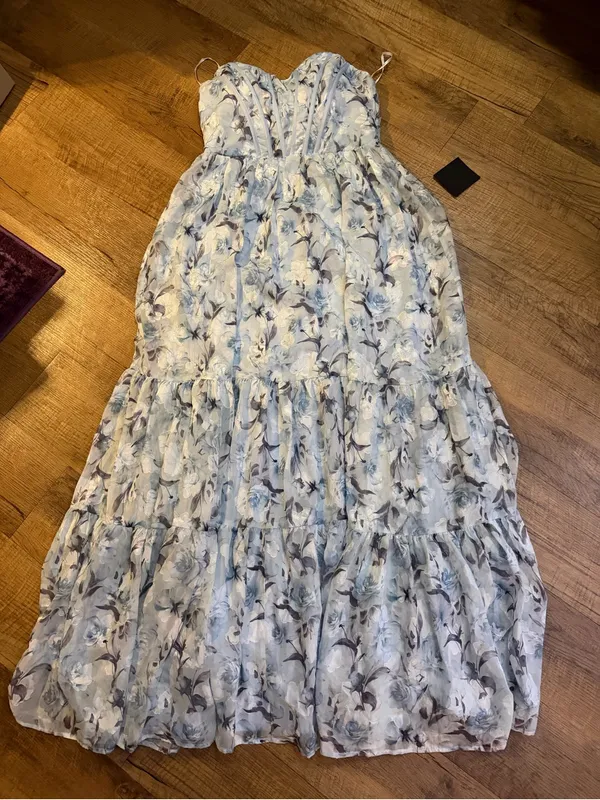 Lulu's Let There Be Romance Slate Blue Burnout Floral Maxi Dress - Image 4