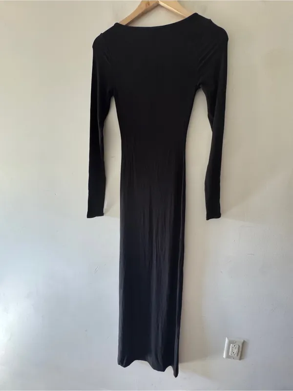 SKIMS Soft Lounge Long Sleeve Ribbed Maxi Dress Black‎ Onyx - Image 7