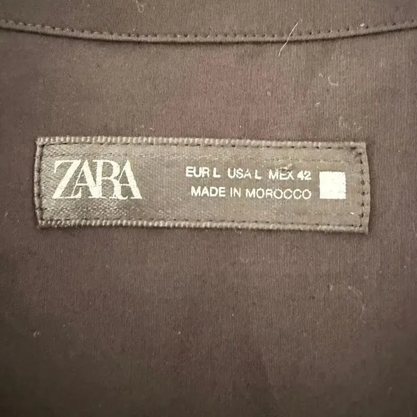 Zara Button Down Boxy Plain Black Long Sleeves Button Down Blouse SZ L #2574 - Image 7