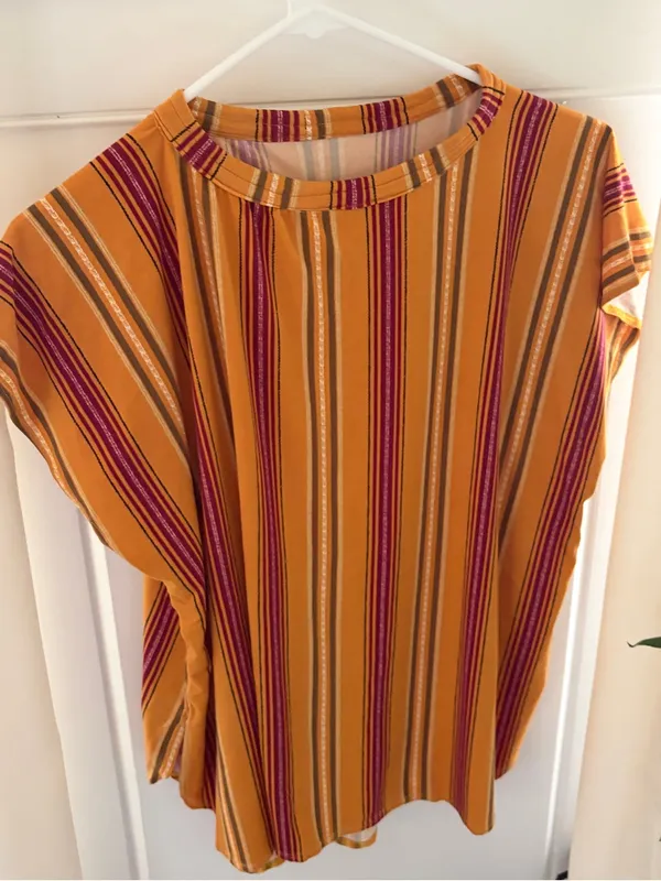 Yellow Striped Shirt No Tags Size M - Image 2