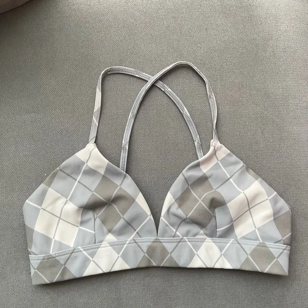 Alo Yoga Vapor Argyle Splendor Bra Gravel/Titanium XS - Image 2