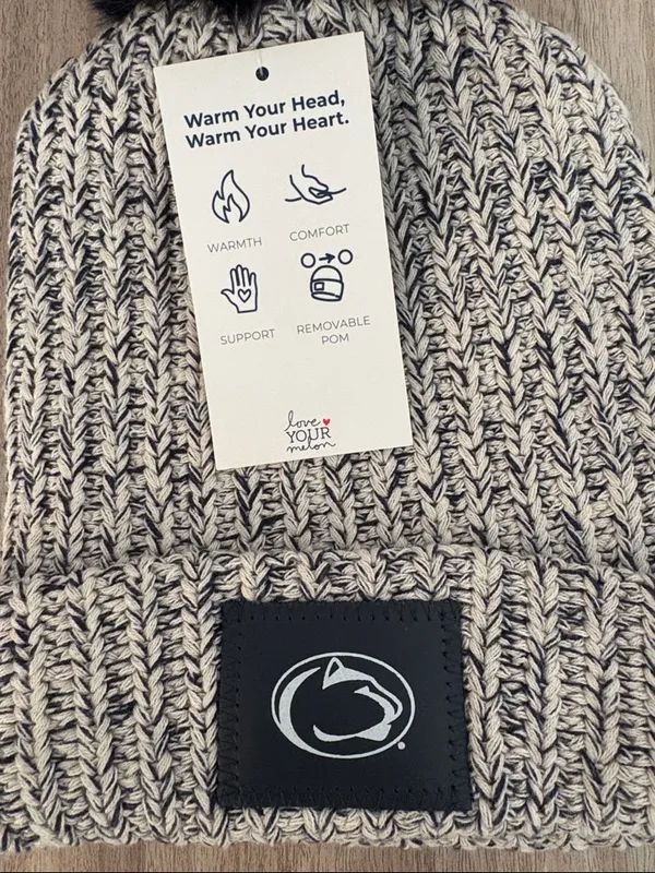 Love Your Melon NWT Penn State Pom Beanie Navy Blue and White OS - Image 3