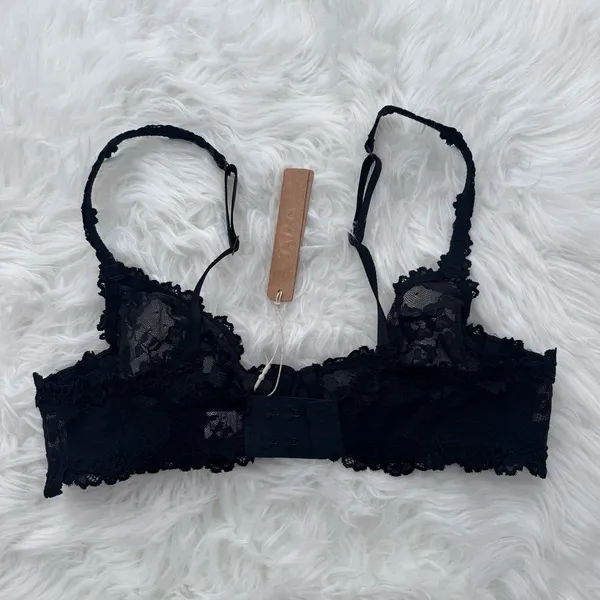 Skims Stretch Lace Unlined Scoop Bra Soot Size 36A - Image 5