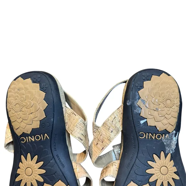 Vionic Amber Shoes Womens Size 8 Beige Cork Strappy Sandals Comfort Walking - Image 9