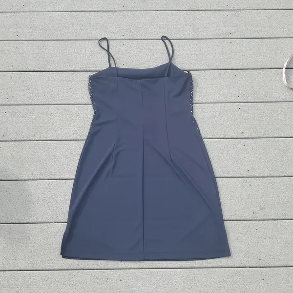 Y2K City Triangles Sparkle Spaghetti Strap Dress | Blue Spaghetti Strap Dress - Image 13