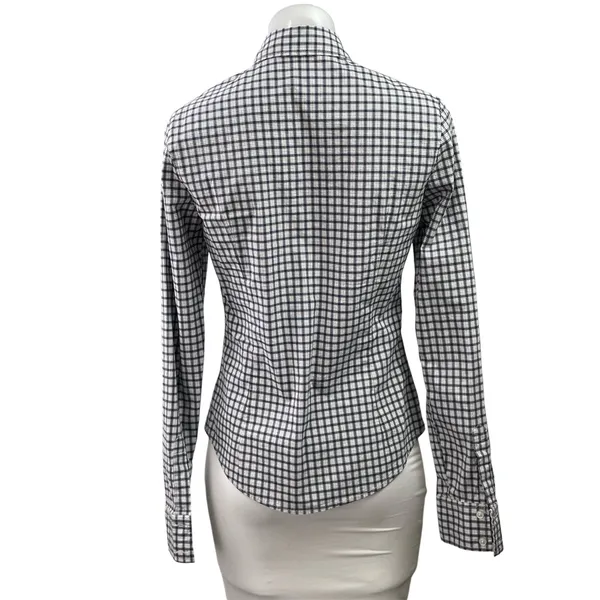 Brandy Melville Black Plaid Checkered Long sleeve Button Down Shirt Top Size M - Image 3