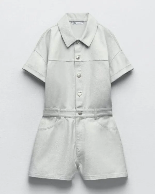 NWOT ZARA Denim Cotton Shimmer Romper Playsuit Bloggers Fave - Image 5