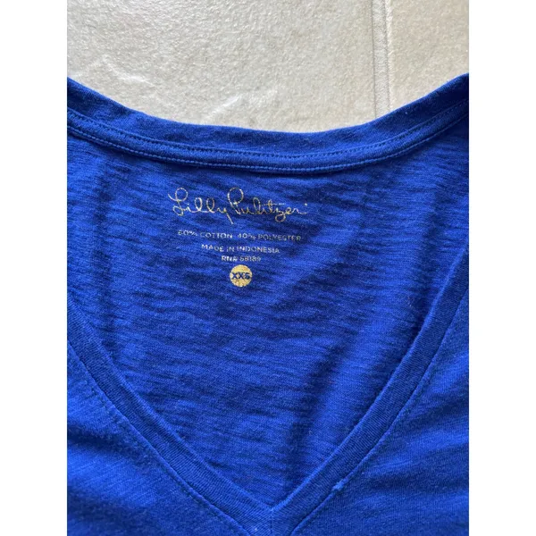 Lilly Pulitzer Top Womens XXS Blue Cotton Minimalist Capsule‎ Luxury Preppy - Image 5