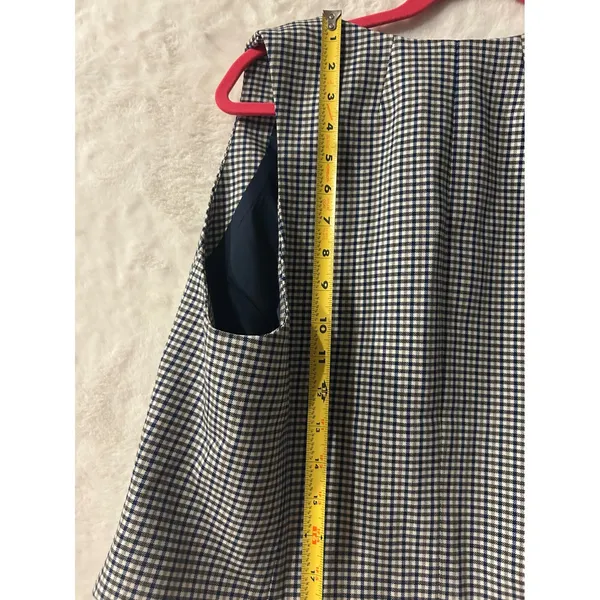 Madewell Italian Fabric Plaid Button Front Vest Navy Black‎ White Size 8 - Image 8