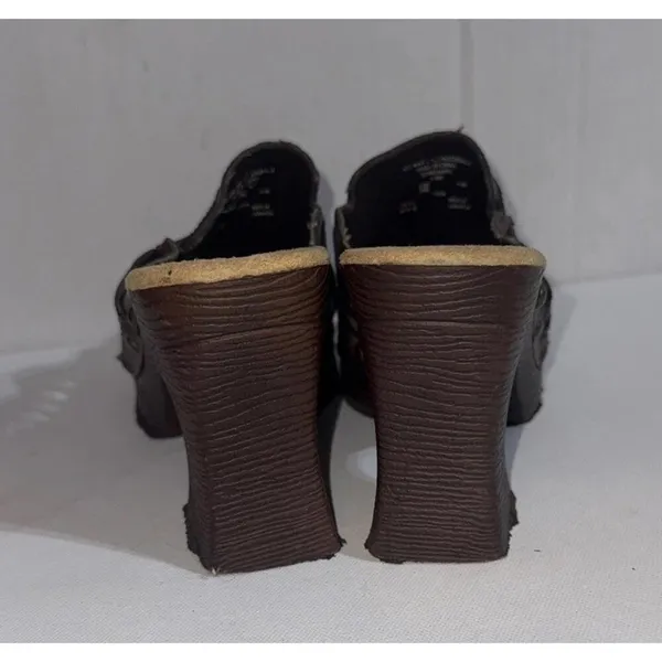 Route 66 Y2K 2000s‎ Platform Chunky Brown Faux Leather Strappy Heel Mules Clogs - Image 6