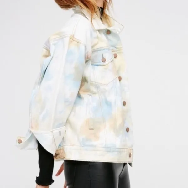FREE PEOPLE Tie Dye Denim Jean Jacket Coat - Image 4
