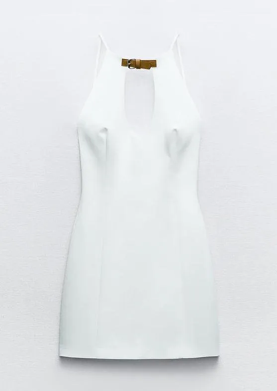 mini halter dress linen strap party coctail wedding casual - Image 11
