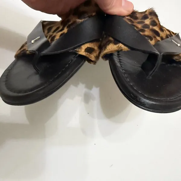 Lafayette 148 iris leopard print leather sandals‎ black brown size 36 - Image 5