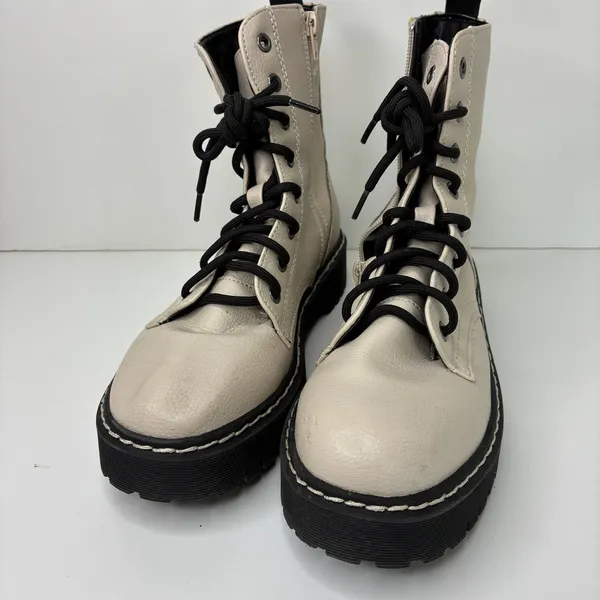 Sincerely Jules Harley Cream Black Combat Boots Womens 7.5 - Image 4