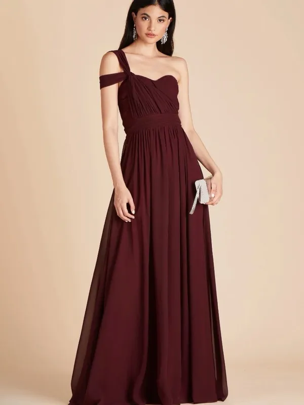 Birdy Grey Burgundy convertible Chiffon maxi grace Dress, size L - Image 2