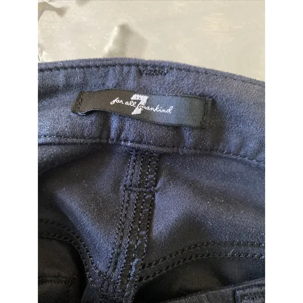 7 For All Mankind Faux‎ Suede Skinny Pants Womens Size 27 Black Coated Ankle - Image 7