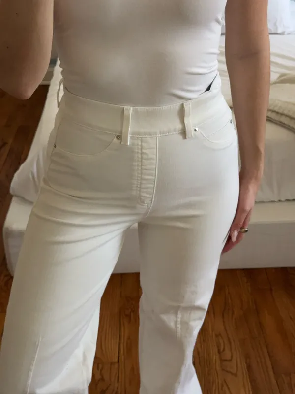 Spanx Jeans White Pull-On Flare High-Rise - Image 2