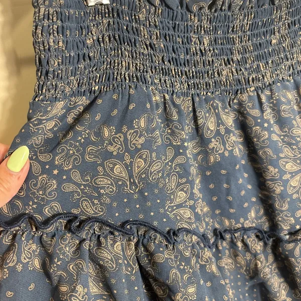 Altar'd State Lined Tiered Ruffled Short Skirt Size Medium‎ Navy Boho Festival - Image 3