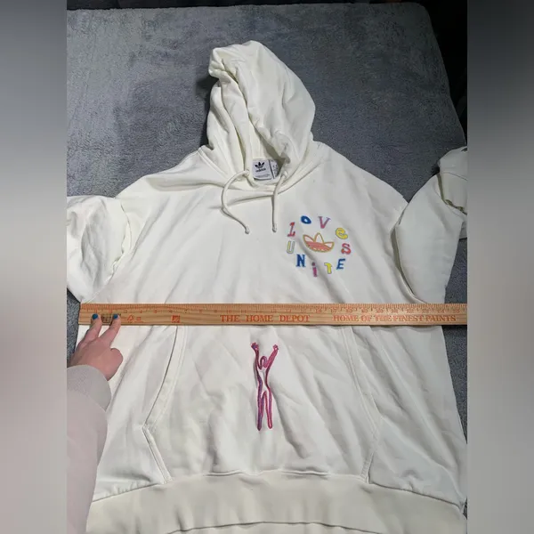Adidas originals love United Cream Hoodie with Colorful Embroidery XL - Image 8