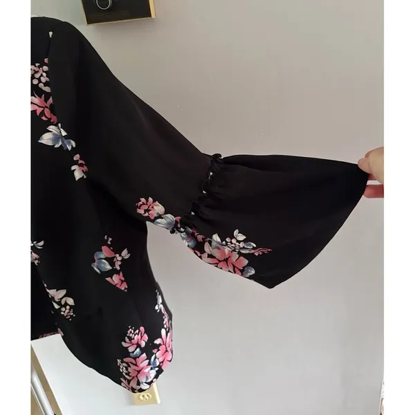 Lane Bryant Blazer Floral Bell Sleeve Open Front Jacket Multi Color Size 14/16‎ - Image 4