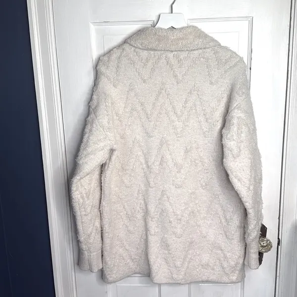 Anthropologie Flat White Knit Button-front Sweater Coat Jacket W1167 Sz M - Image 12