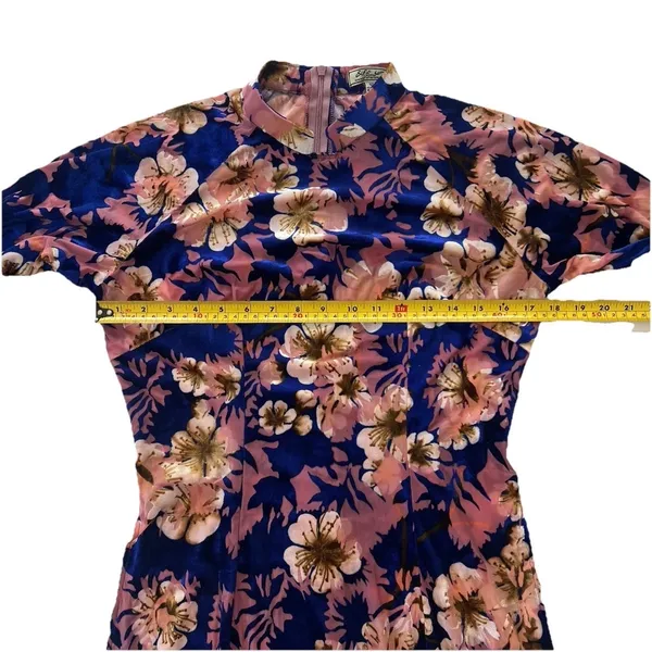 Sifa Fashion Ao Dai Dress Vietnamese 12 US 4/6 Burnout Velvet Floral Traditional - Image 5