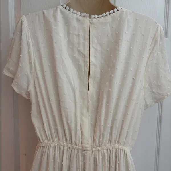 Aakaa Womens Large Ivory Swiss Dot Lace Boho Cottagecore Maxi‎ Dress DA25744HR - Image 5
