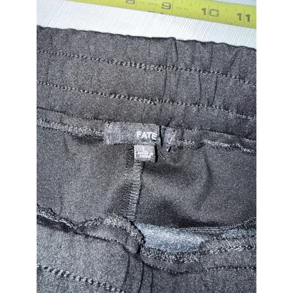 Fate Faux Leather Front Jogger Pants Black Mixed Media Drawstring Size L‎ - Image 6