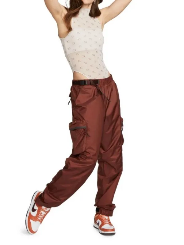 NWT NIKE AIR PRINTED MOCK-NECK BODYSUITSheer Mesh AOP Large Tank Brown - Image 6