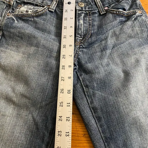 7 For All Mankind Blue Flared Jeans - Image 4