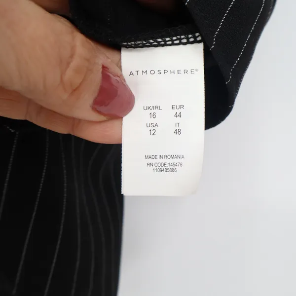 Atmosphere Skirt Womens 12 Ruffle Hem Black Pinstripe Career Excellent - Image 3