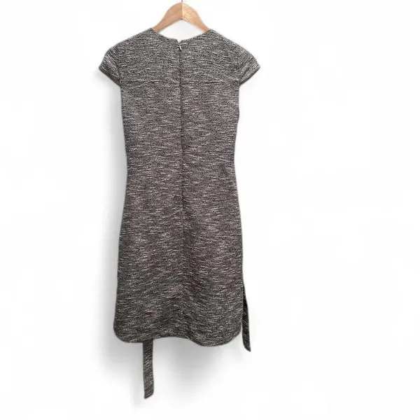 J.Crew Tweed Belted Short Sleeve Knee Length Dress 4‎ Gray Workwear Capsule - Image 3