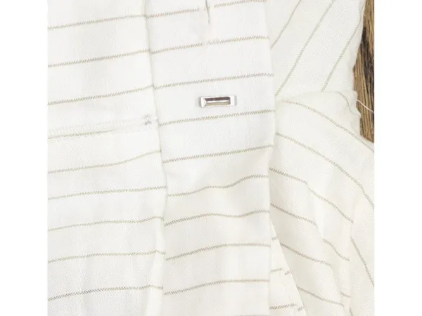 NEW Calvin Klein Pinstriped Pleated Linen Blend Lined Pants White / Khaki 16 - Image 8
