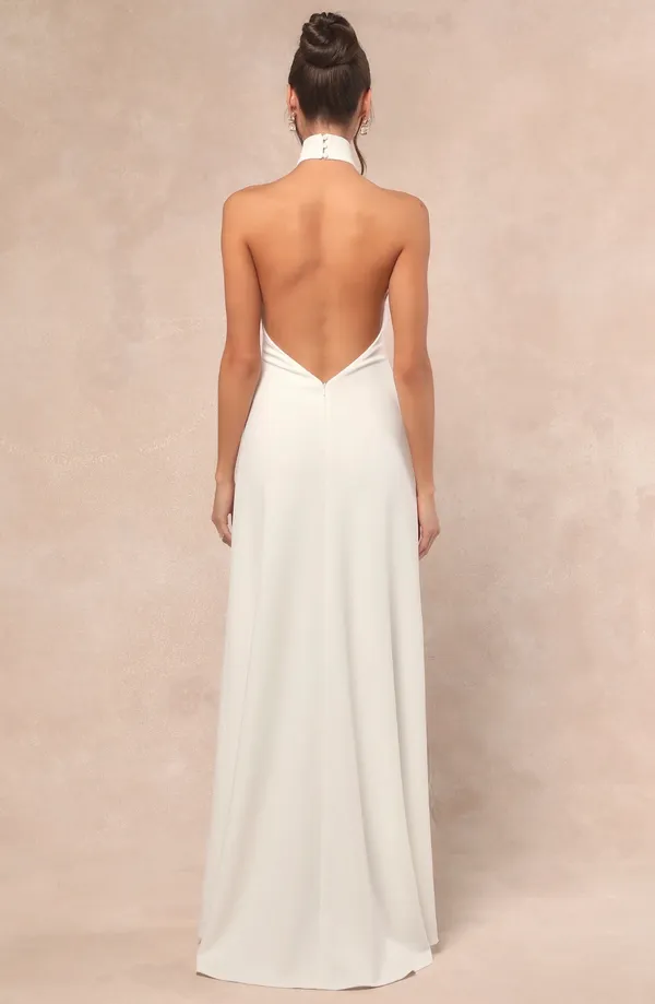 Lulus Alaura White Backless Halter Dress / Wedding Dress / Elopement Dress - Image 2