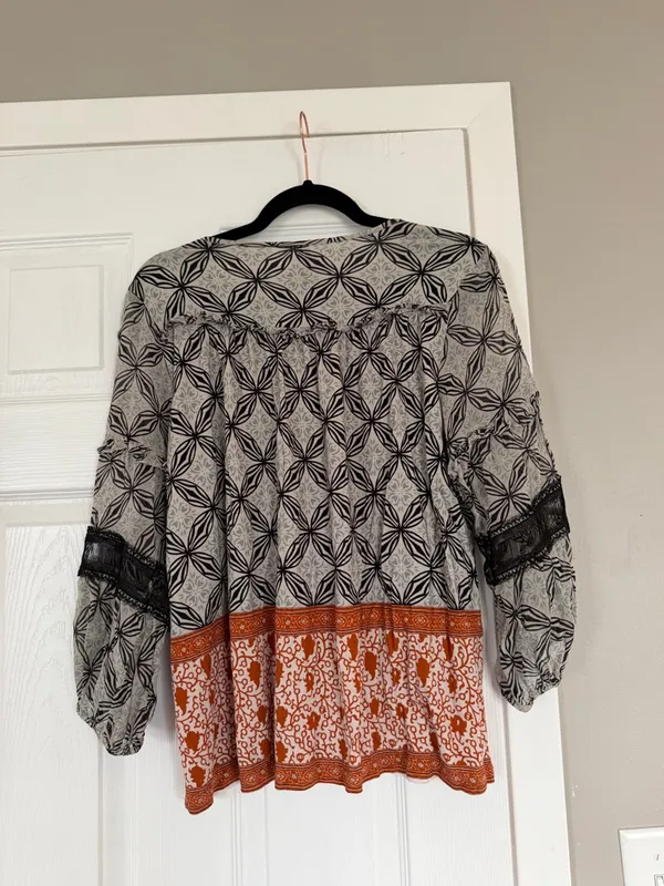Anthropologie Boho Bohemian Embroidered Top Blouse Summer - Image 8