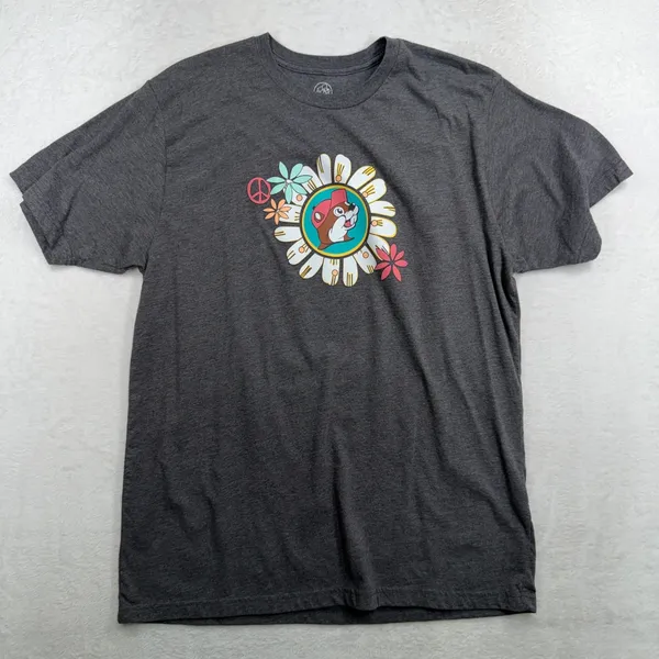 Buc-ee's Large T-Shirt Gray Hippie Van Daisy Peace Soul Shine Graphic Tee Retro - Image 2