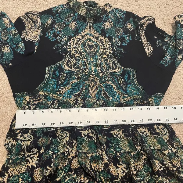 Free People XS Lady Luck floral paisley bell sleeve tunic dress TLS1 3479 - Image 6