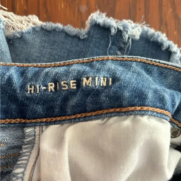 American Eagle Hi-Rise Mini Denim Skirt Distressed Size 00 Blue - Image 5