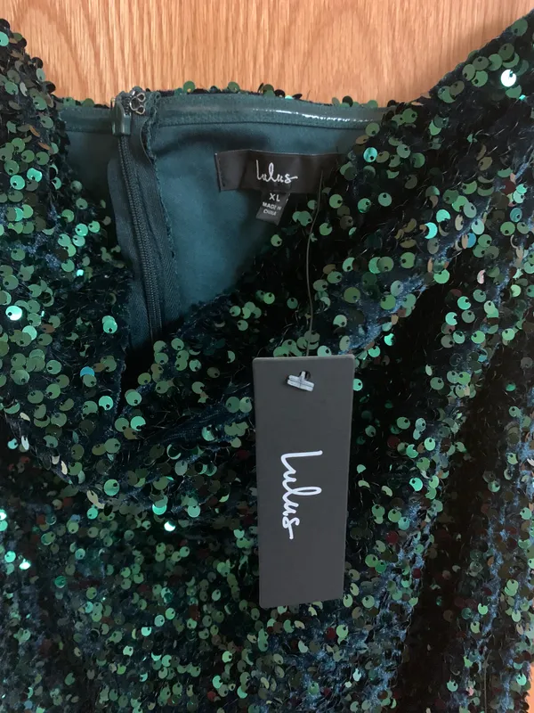 Lulus Everlasting Radiance Emerald Sequin Strapless Feather Maxi Dress - Image 4