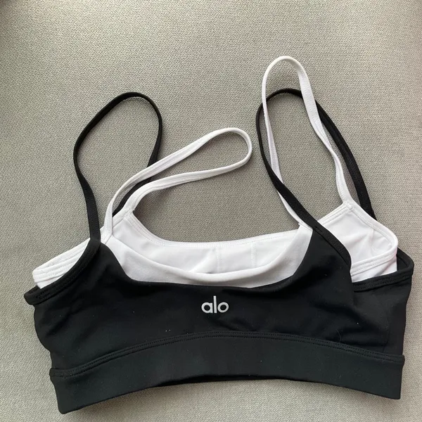 Alo Yoga Airbrush Double Up Bra Black/White XXS - Image 4