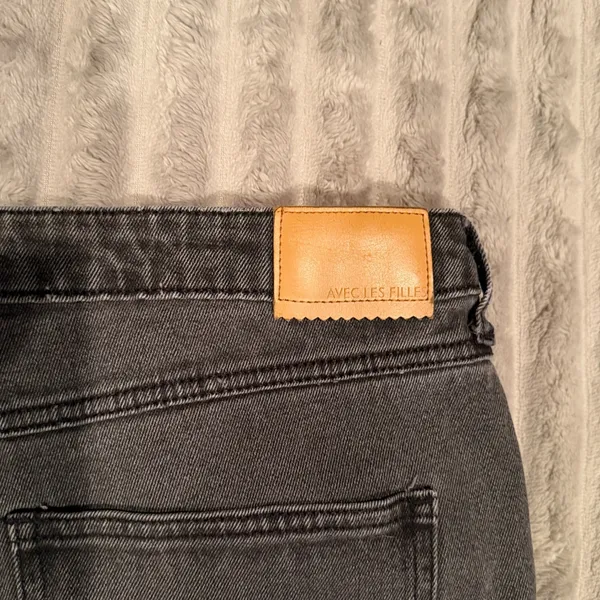 Avec Les Filles Distressed High Rise Straight‎ Leg Jeans Washed Black Size 31 - Image 8