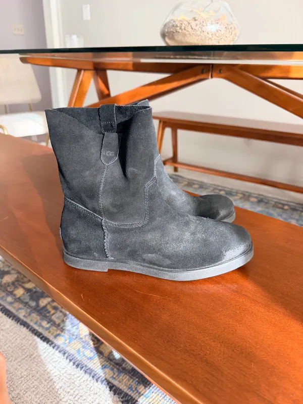 Ugg Josefene black oiled suede flat ankle combat Moto boots 8 - Image 20