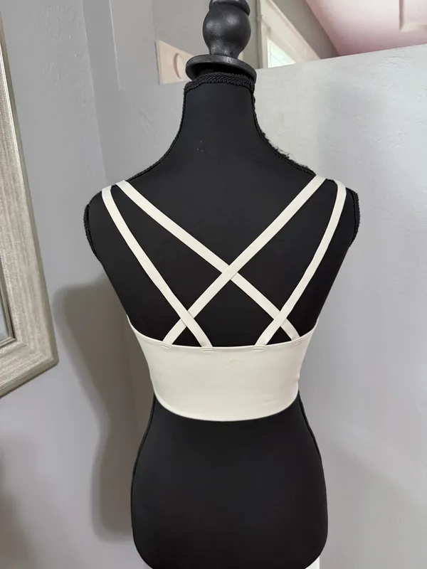 OFFLINE Aerie Real Me Hold Up Strappy Athletic Performance Sports Bra Silver MDD - Image 5