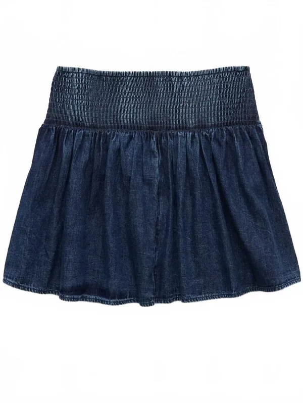 AE High-Waisted Dipped-Waist Mini Skirt American Eagle NWT Dark Wash XL - Image 4
