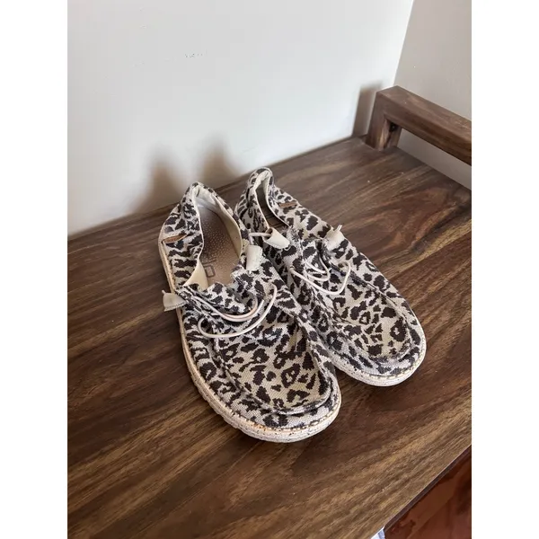 Hey Dude Wendy Woven Cheetah Grey Leopard Slip On Loafers Women 8 EU 39 - Image 3