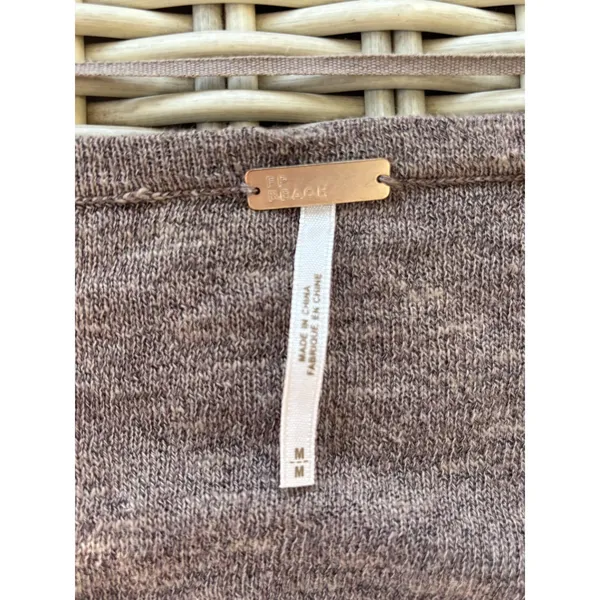 FP Beach Striped‎ Knit Gold Rush Linen Blend Henley Top medium boho oversized - Image 7