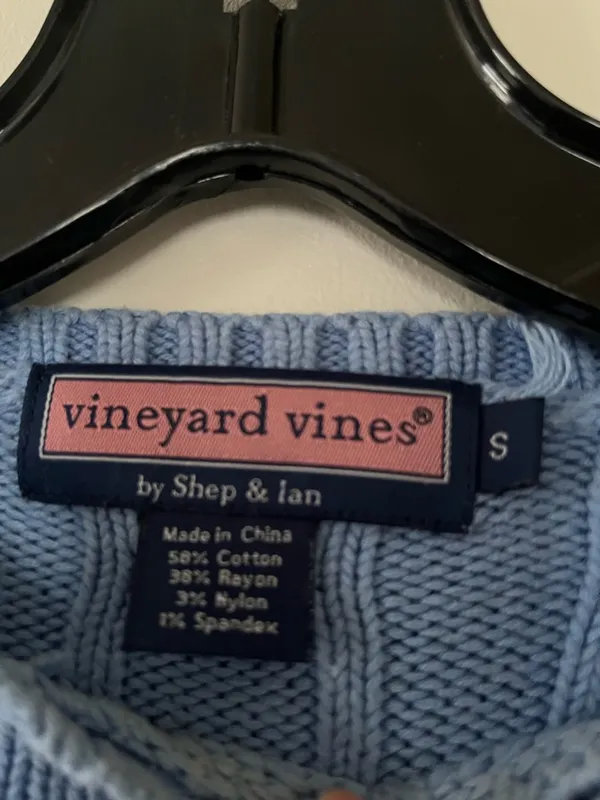 Vineyard Vines Blue Cable Knit Sweater Small Preppy Old Money Quiet Luxury - Image 3