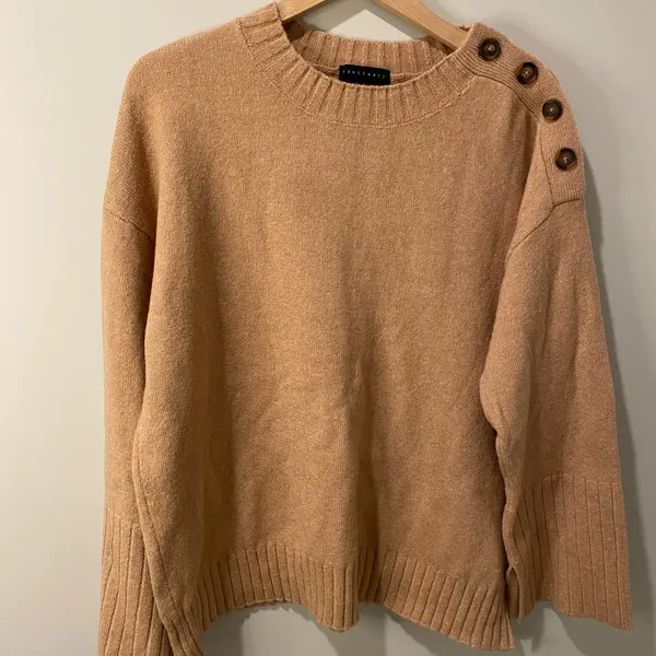 Sanctuary- Tan Button-Shoulder Sweater- Size Large - Image 2